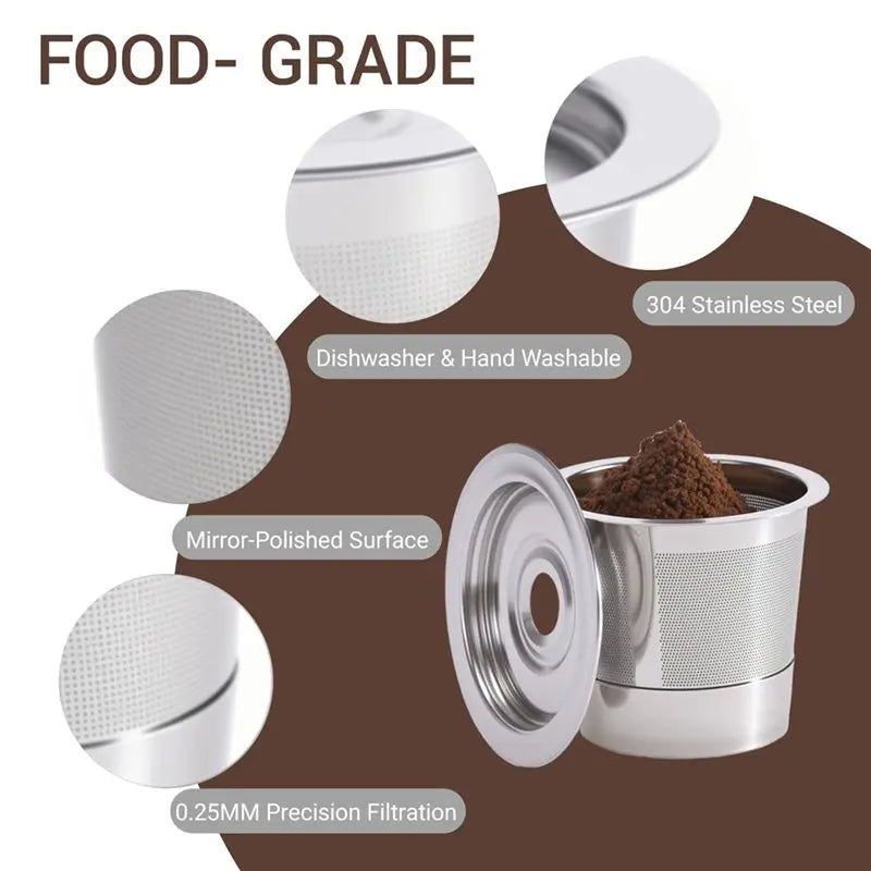 YCOC-Reusable Coffee Pod For Ninja PB041 PB051 CFP101, 304 Stainless Steel Reusable K-Cups For Coffee Maker K Cup Filters