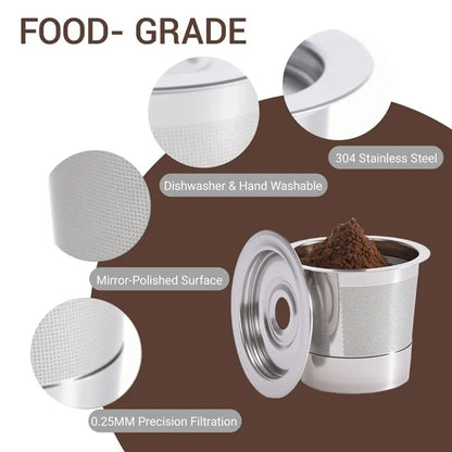 YCOC-Reusable Coffee Pod For Ninja PB041 PB051 CFP101, 304 Stainless Steel Reusable K-Cups For Coffee Maker K Cup Filters