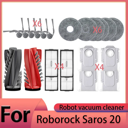 Compatible with Roborock Saros 20 Robot Vacuum Cleaner Accessories Main Brush Side Brush HEPA Filter Mop Cloths Dust Bag Spare Parts
