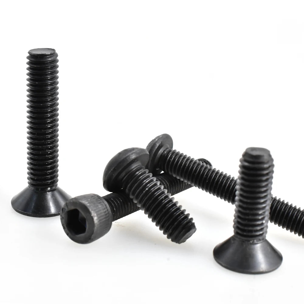 15-100PCS Carbon Steel Hexagon Socket Screws Countersunk /Round / Cup Head Black Hex Socket Machine Bolt Screw M2 M2.5 M3 M4