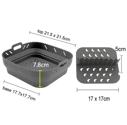 Silicone Air Fryer Tray with Divider Plate Reusable Non-Stick Baking Mat for Oven Fried Chicken Dishwasher-Safe