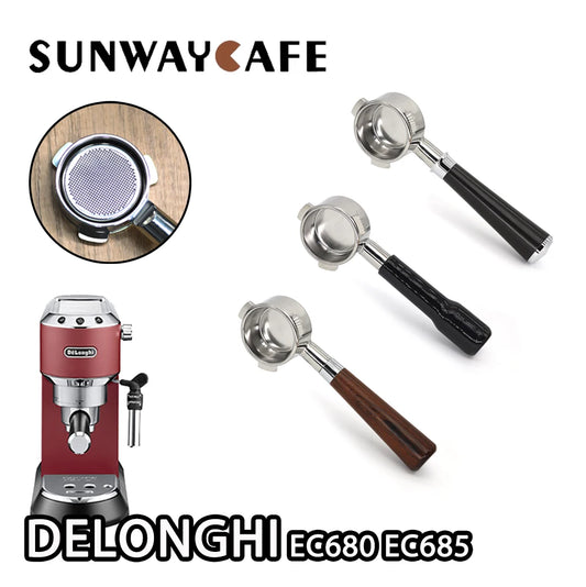 51mm Bottomless Portafilter For Delonghi Ec680 Ec685 With Replacement Filter Basket Espresso Machine Tools Barista Accessories