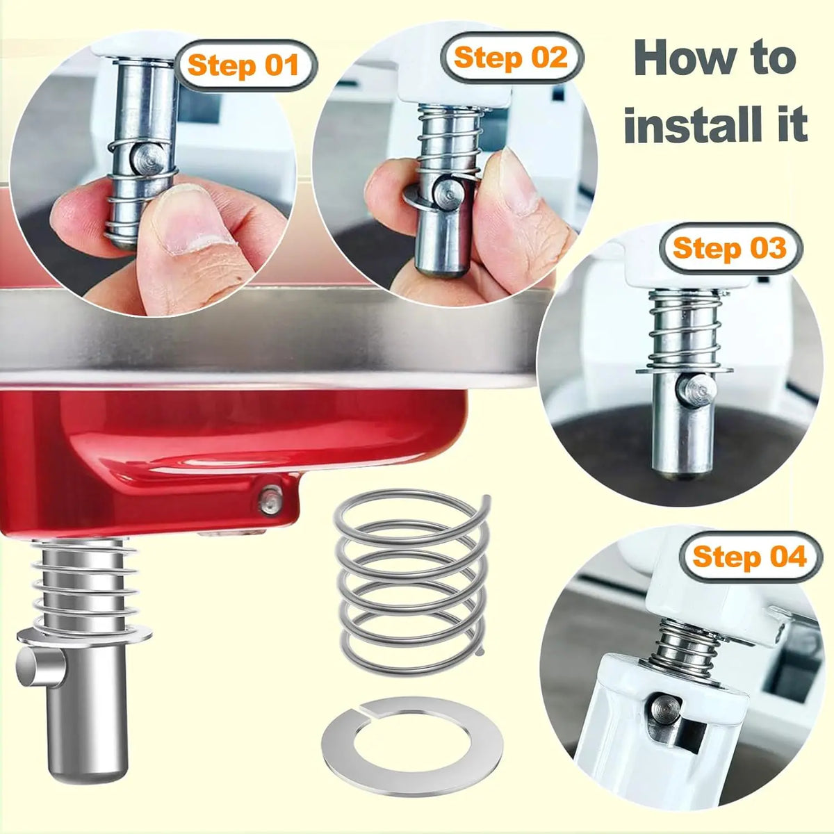 2024 Stainless Steel Spring and Washer 4 Pack Compatible with Kitchenaid Stand Mixer 3.5/4/5/6/7/8Qt Kitchen Aid Mixers Accessories