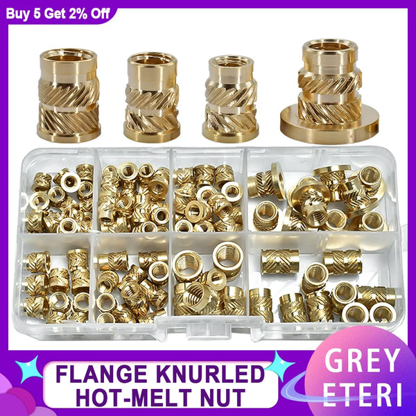 Flange Insert Nut Kit Brass Metric Threaded Sert Hot Melt Heating Embedded Injection 3D Printer Insertnut M2 M2.5 M3 M4 M5 M6M8