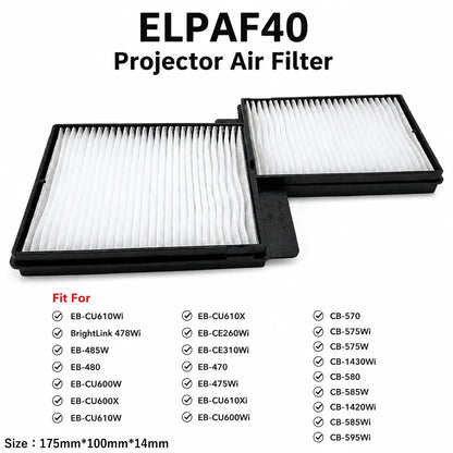 Replacement Projector Air Filter — ELPAF40 / EB-485W / EB-480 / EB-CU600W / EB-CU600X — Model Options