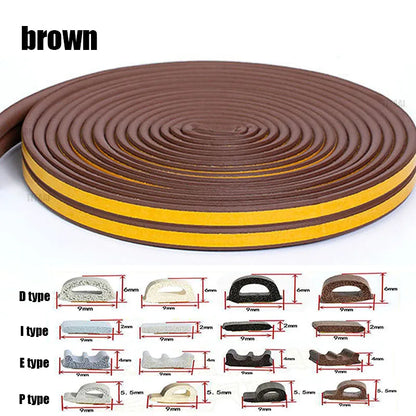 5M/10M Window Weather Strip DIEP Self-adhesive Acoustic Rubber Foam Seal Strip Tape Windproof Insulation Door Weatherstripping