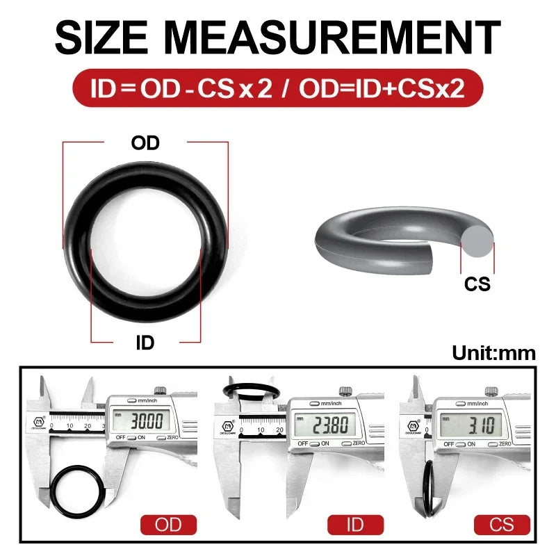 Black NBR Oring CS 2mm OD5~40mm Nitrile Seal Gasket Hydraulic Pump Water Pipe Plumbing Repair Washers