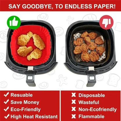 1pc of 16cm silicone air fryer oven baking plate pizza fried chicken silicone basket reusable air fryer liner accessory