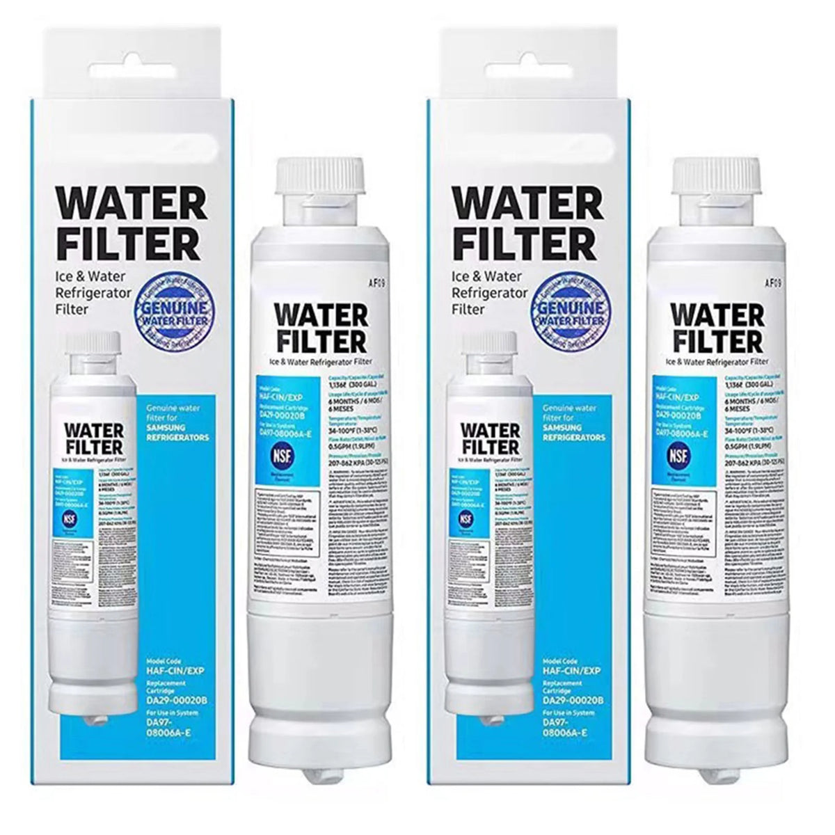 Replacement Refrigerator Water Filter Compatible with Samsung DA29-00020B — 1/2/3 Pack