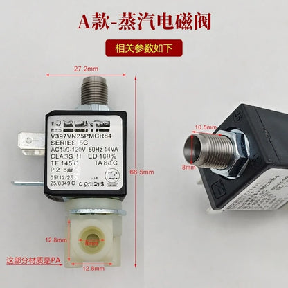 Imported 120/230V Italian Pressure Coffee Machine Accessories Brewing/Steam Solenoid Control Valve High Temperature Steam