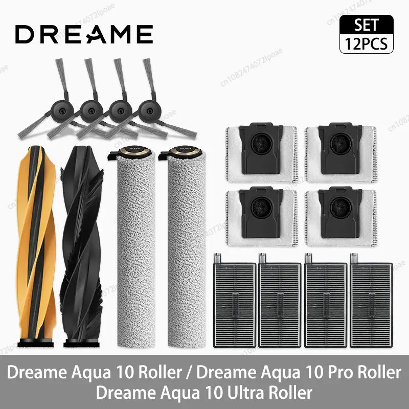 Dreame Aqua 10 Roller / Aqua 10 Pro Roller / Aqua 10 Ultra Roller Accessories Main Side Brush Roller Mop Cloth Filter Dust Bag