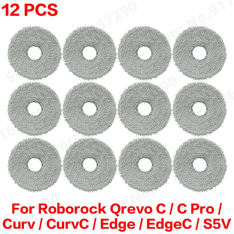 Compatible with Roborock Qrevo C/C Pro/Curv/CurvC/Edge/EdgeC/S5V Compatible Main Side Brush, Mop Cloth, Dust Bag & Filter Set