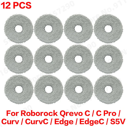 Compatible with Roborock Qrevo C/C Pro/Curv/CurvC/Edge/EdgeC/S5V Compatible Main Side Brush, Mop Cloth, Dust Bag & Filter Set