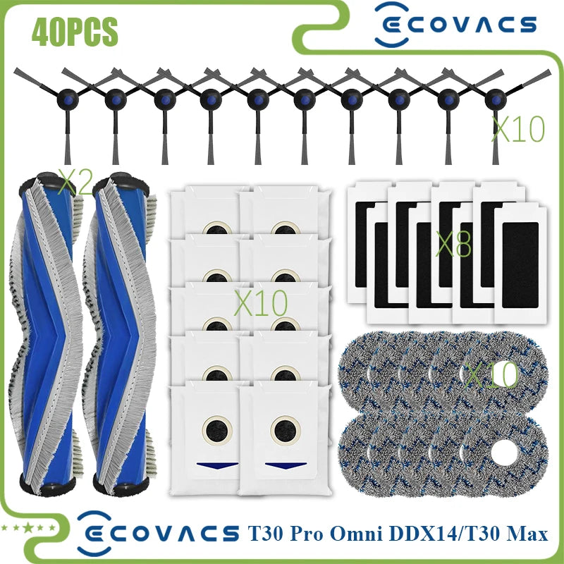 For Ecovacs Deebot T30 PRO OMNI / T30 Max / T30 / DDX14 Vacuum Cleaner Main Side Brush Filter Mop Cloth Replacement Parts