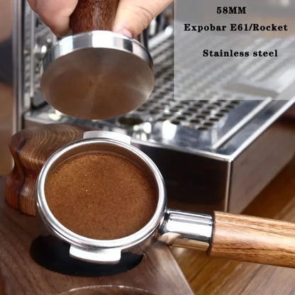 58mm 2ears Bottomless Portafilter for Expobar/E61/Rocket Espresso Machine Stainless Steel Modified Coffee Handle Filter Tool