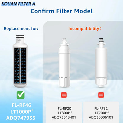 Replacement Refrigerator Water Filter Compatible with LG LT1000P / ADQ747935 / MDJ64844601 / ADQ74793501 / LMXS28626S