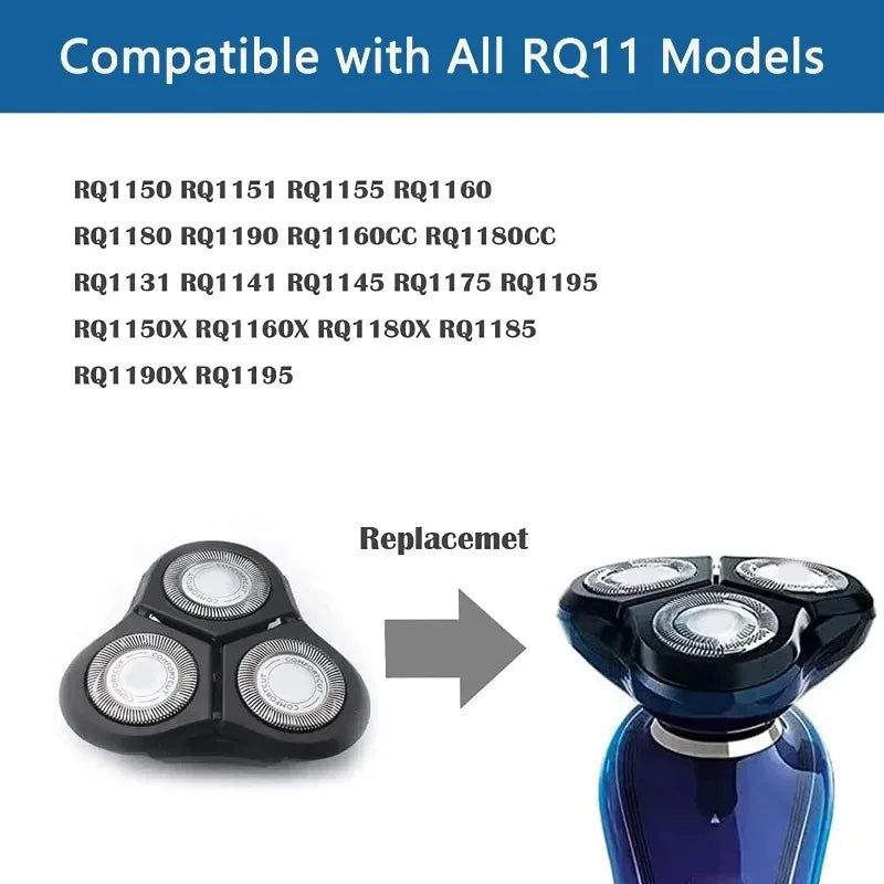 RQ11 Replacement Heads Compatible with Philips RQ1131 RQ1141 RQ1150 RQ1155 RQ1185 RQ1195, Upgraded Electric Shaver 2D Models