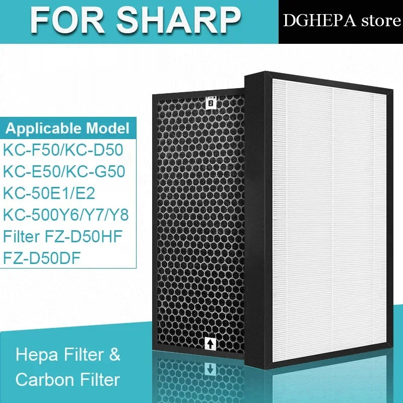 Carbon Filter For Sharp KC-D50 KC-E50 KC-F50 KC-G50 KC-50E1/E2 KC-500Y6/Y7/Y8 Air Purifier, Replacement Filter Accessories