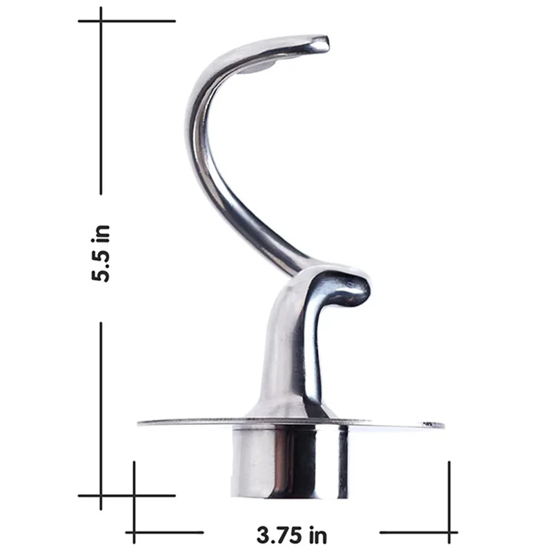 Stainless Steel Spiral Dough Hook For Kitchenaid Stand Mixer Parts Fits 4.5-5 QT Mixing Bowl For Tilt-Head Stand Mixers-Y48A