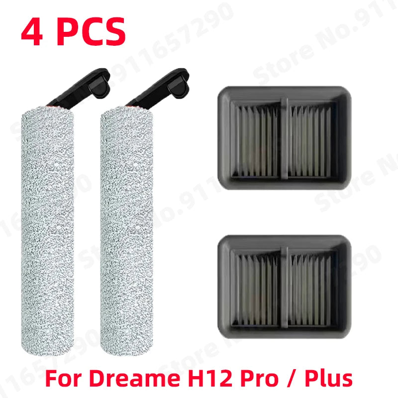 For Dreame H12 Pro / Plus Spare Parts Wet Dry Vacuum Cleaner Soft Roller Brush Hepa Filter Replacement Accessories