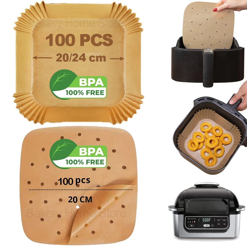 Disposable Air Fryer Baking Parchment Liners Perforated Parchment Paper for Cosori Ninja Air Fryer Accessories Steamer Oven