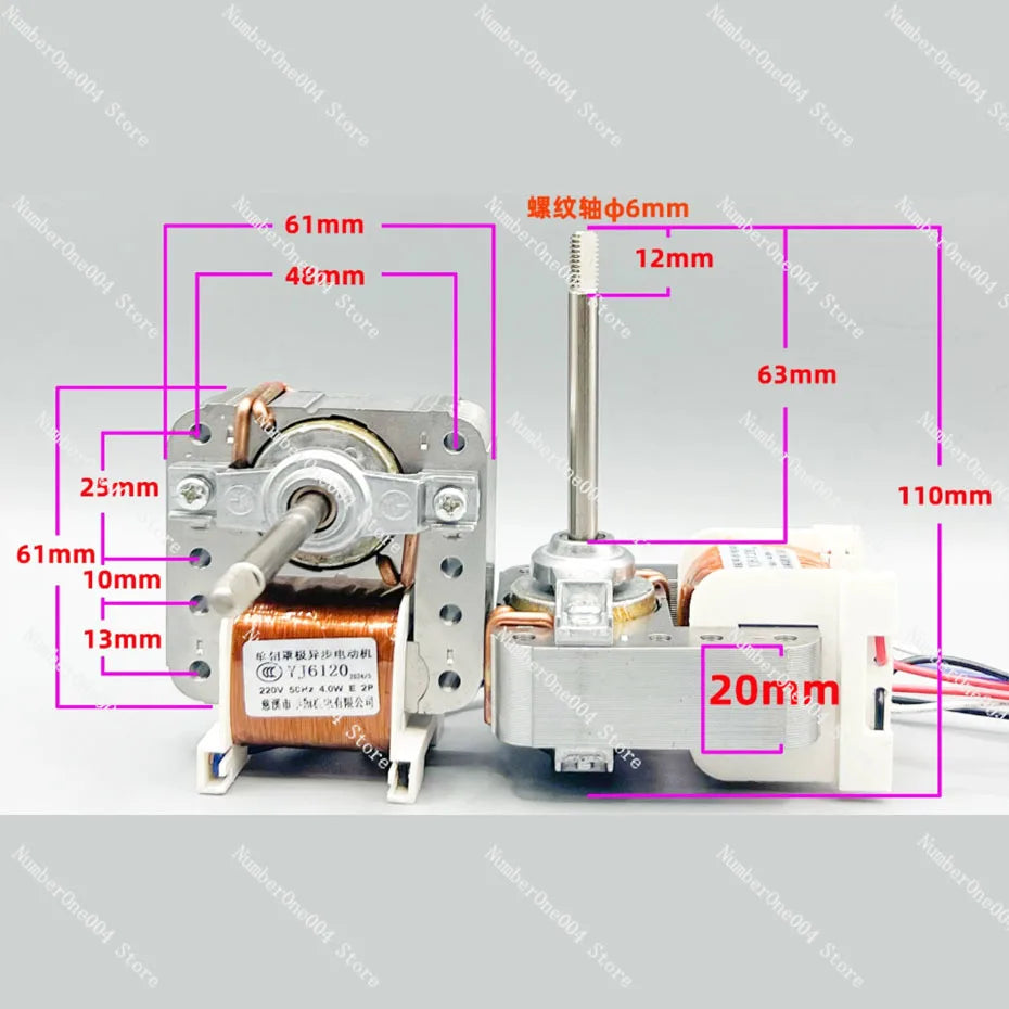 YJ61/20/16 air circulation fan cover pole asynchronous motor small fan accessories motor 220V pure copper motor