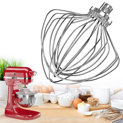 B89B-KN211WW Stainless Steel 11-Wire Whip Attachment For Kitchenaid Bowl Lift Mixer 7QT Bowl Replacement Egg Beater Whisk Durabl