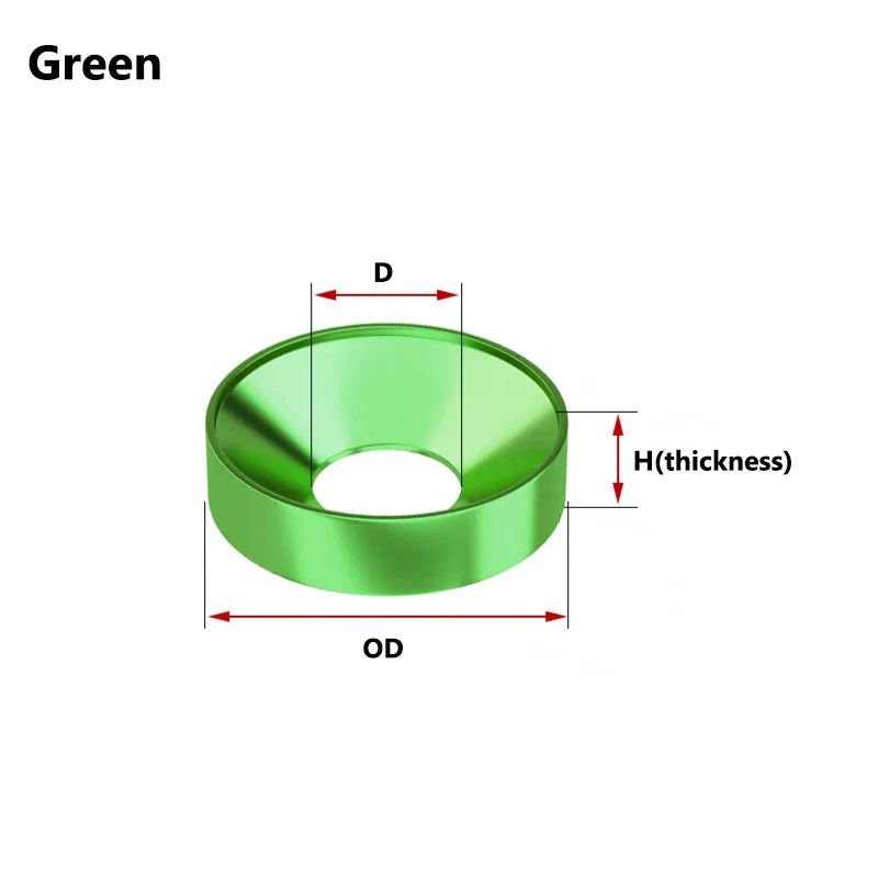 15Pcs Aluminum Alloy Conical Washers Aluminium Colorful Anodized For Countersunk Screw Spacers Gasket M2 M2.5 M3 M4 M5 M6 M8