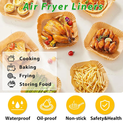 Large Size 23cm Square Cooking Paper Disposable Liners XXL Airfryer Baking Non-Stick Parchment Papers for Roasting Microwave