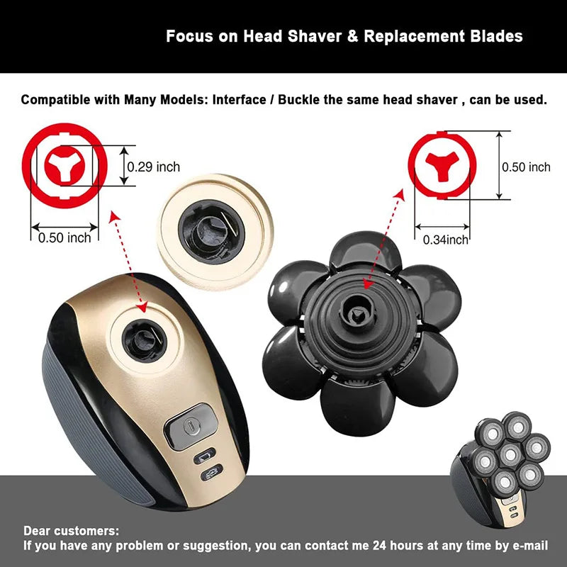 7D Blade Head Replacement Shaver Head Spare 7 Cutter Floating Head 7D Independently Beard Electric Razor Head