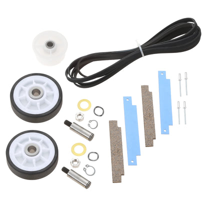 12001541 Dryer Drum Roller Kit 306508 Drum Bearing Kit WP63700340 Idler Pulley WP33002535 Drum Belt for Maytag Compatible with Kenmore Crosley