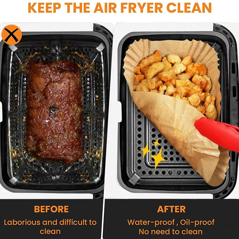 Rectangle Disposable Air Fryer Paper Non-Stick for Ninja Foodi DZ071 7QT DualZone Air Fryer Baking Paper Liner Oilproof Oven Mat