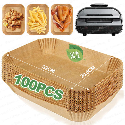 Air Fryer Liners Rectangular Disposable Parchment Paper for Ninja FG551 6-in-1 Grill Air Fryer Baking Accessories for Ninja XL