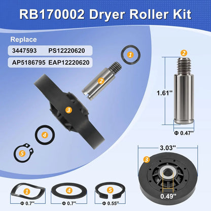 RB170002 Dryer Roller Kit For Speed Queen Alliance Dryers rebuild kit parts Clothes Dryer Parts