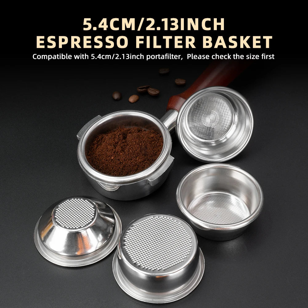 54mm Filter Basket Stainless Steel Portafilter Basket Espresso Handle Basket For Most 54mm Handle Coffee Filter Bowl Replacement