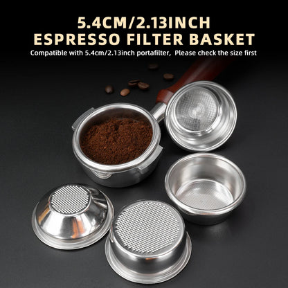 54mm Filter Basket Stainless Steel Portafilter Basket Espresso Handle Basket For Most 54mm Handle Coffee Filter Bowl Replacement