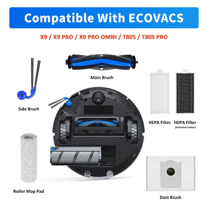Main Brush For ECOVACS T80S Pro / T80S / X9 Pro / X11 PRO OMNI / T50 MAX Robot Vacuum Parts Roller Brush Accessories