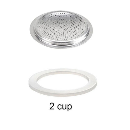 Replacement Silicone Gaskets And 1pc Aluminum Filter Moka Pot For Coffee Espresso Moka Stove Pot Top Silicone Rubber