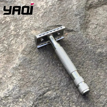 YAQI KNIGHT-HELMET Razor Head Stainless Steel Handle DE Safety Razor for Men