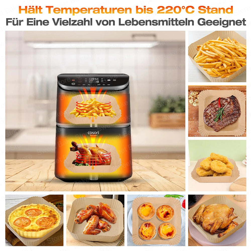 Hot Air Fryer Accessories for Cosori Turbo Tower 10.8L Double Stack, AirFryer Baking Paper & Silicone Mould (6.5L & 4.3L)