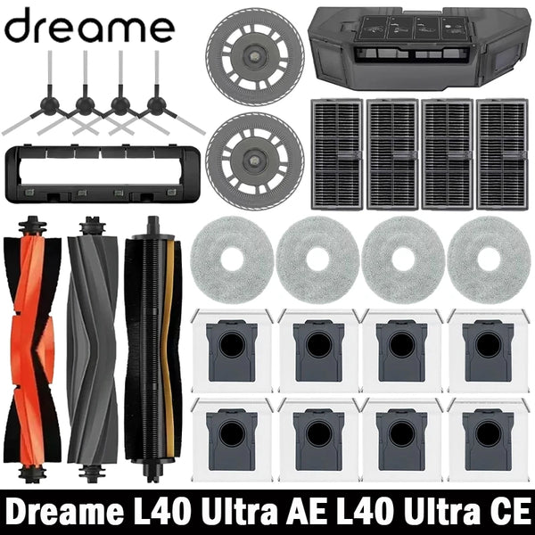 Dreame L40 Ultra AE / D20 Ultra / L10s Ultra CE Vacuum Cleaner Replacement Accessories Main Side Brush Filter Mop Dust Bag