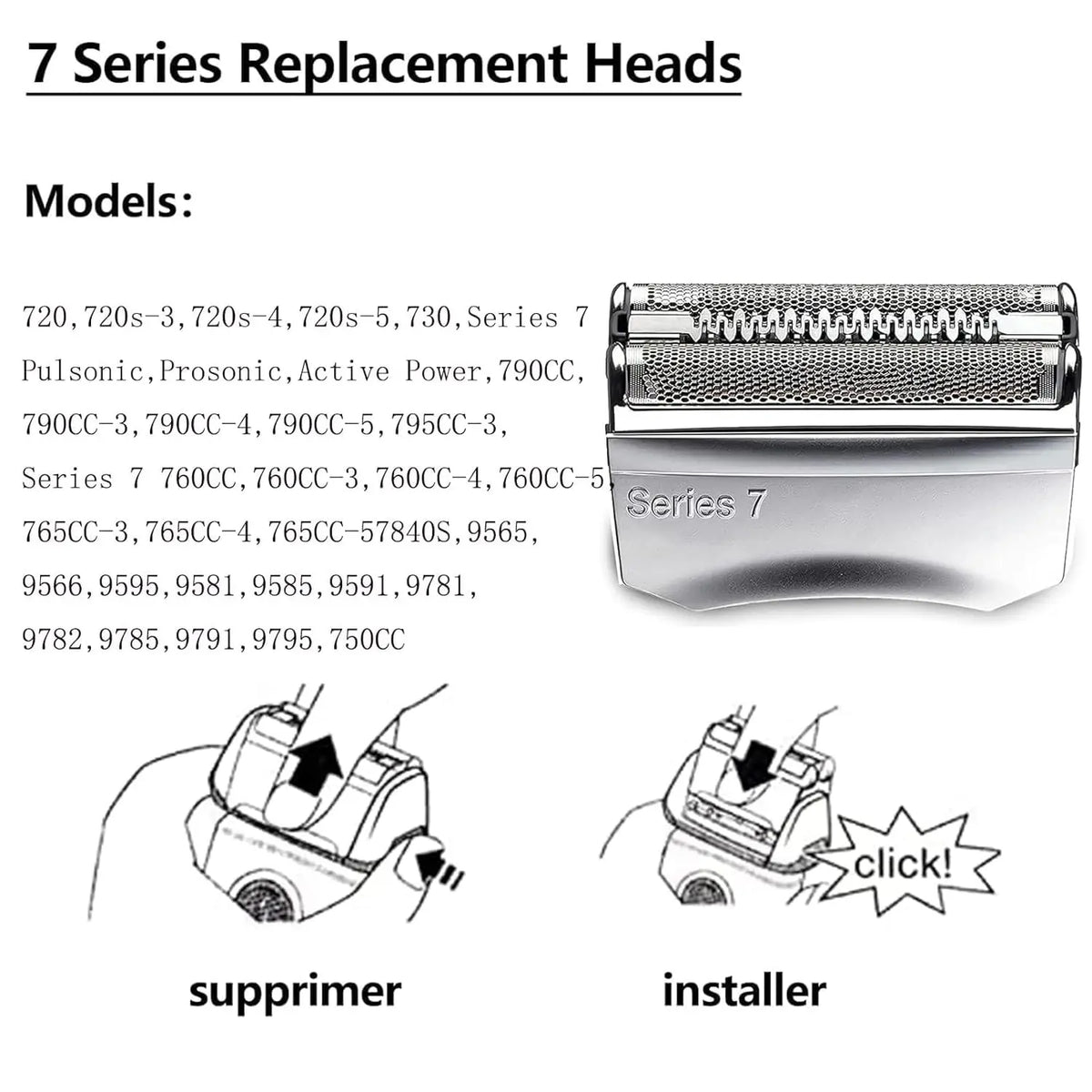 70S Replacement Shaver Head Compatible with Braun Series 7