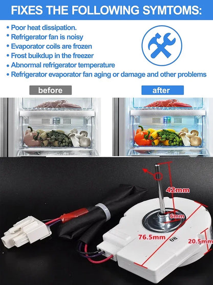 Replacement Refrigerator Fan Motor — DC12V — 50240401000K Reference