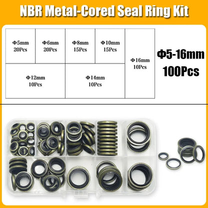 Seal Washer M5 M6 M8 M10 M12 M14 M16 M18 20 M24 Bonded Metal Rubber Gasket Oil -resistant Oil Drain Bolt Plug Sealing O Ring Kit