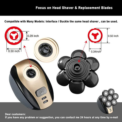 Replacement for Head Shavers 7 Heads Beard Hair Replacement for Razor for Head for Bald Men Interf