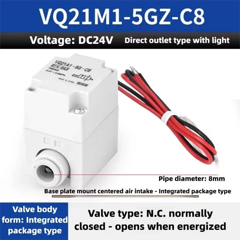 2 Way Plastic Pneumatic Solenoid Valve VQ21A1-5G/5GZ-C6/C8 2 Position 2 Port Air Control Valve