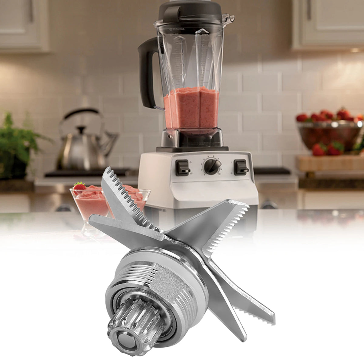 Stainless Steel Mixing Cutting Blender Blade Knife Spare Parts Compatible with 5200 Juicer Blender 64oz 48oz 32oz Juicer Blade