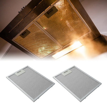 Set of 2 Metal Cooker Hood Filters with Enhanced Grease Filtration Fits Most Range Hoods Dimensions 300 x 240 x 9mm