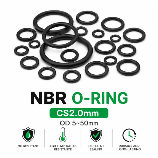 20 Pieces of Black Nitrile Rubber NBR O-Ring Kit CS 2mm Outer Diameter 5-50mm, Instrument Ring