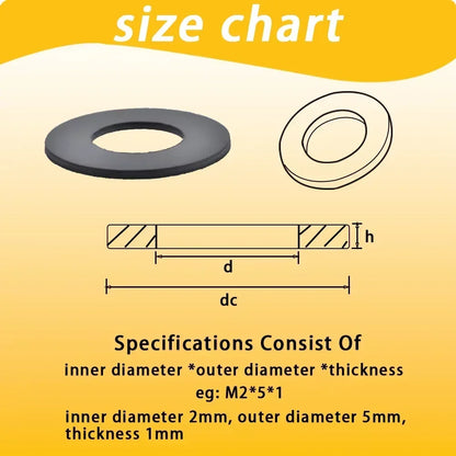 M2 M2.5 M3 M4 M5 M6 M8M10 Black Soft Hard PVC Plastic Insulation Transparent Gasket Ring Spacers Flat Washer 0.3-1mm Shock-proof